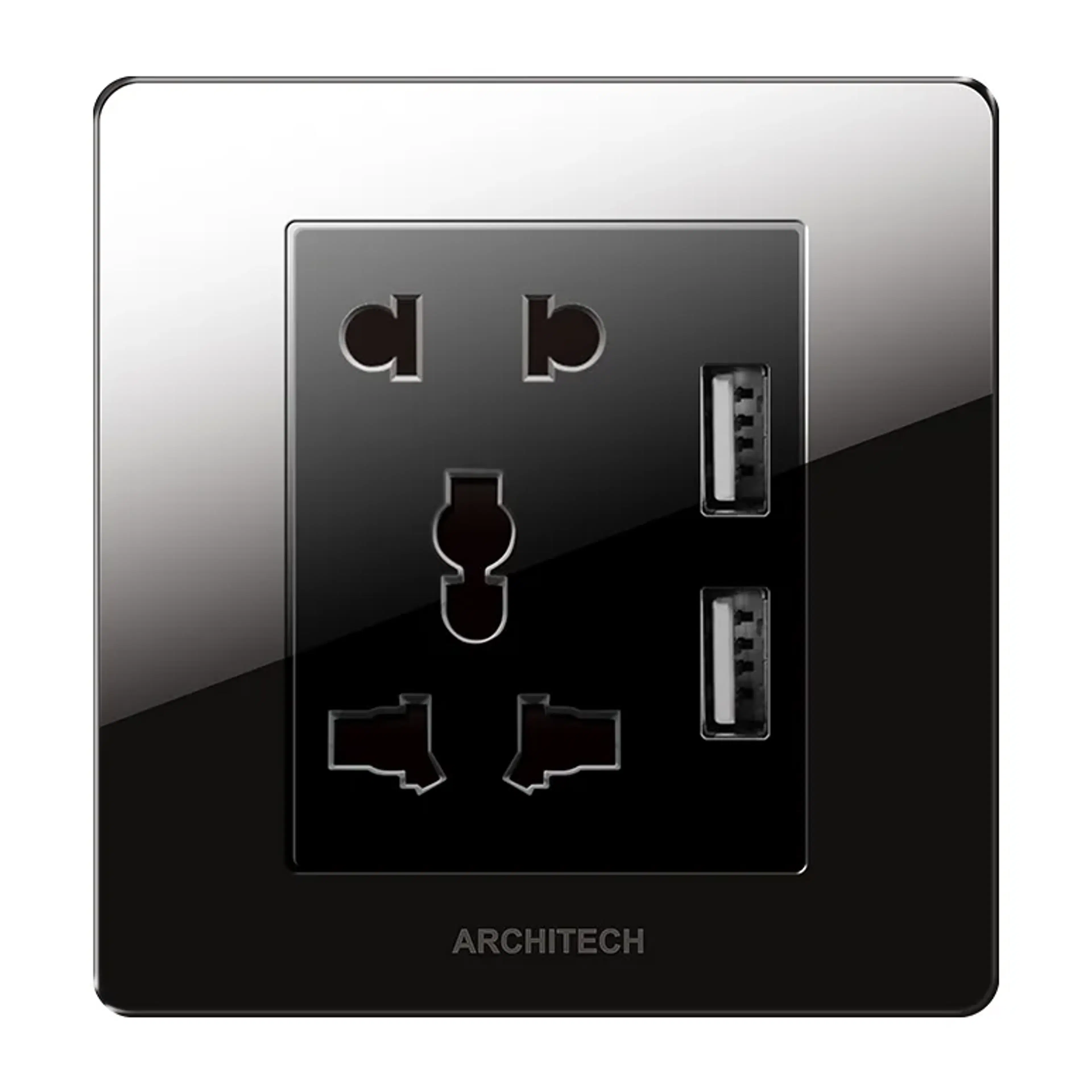 ARCHITECH V16 DIAMOND Stop Kontak Universal + USB Charger 3.4A 2 Gang