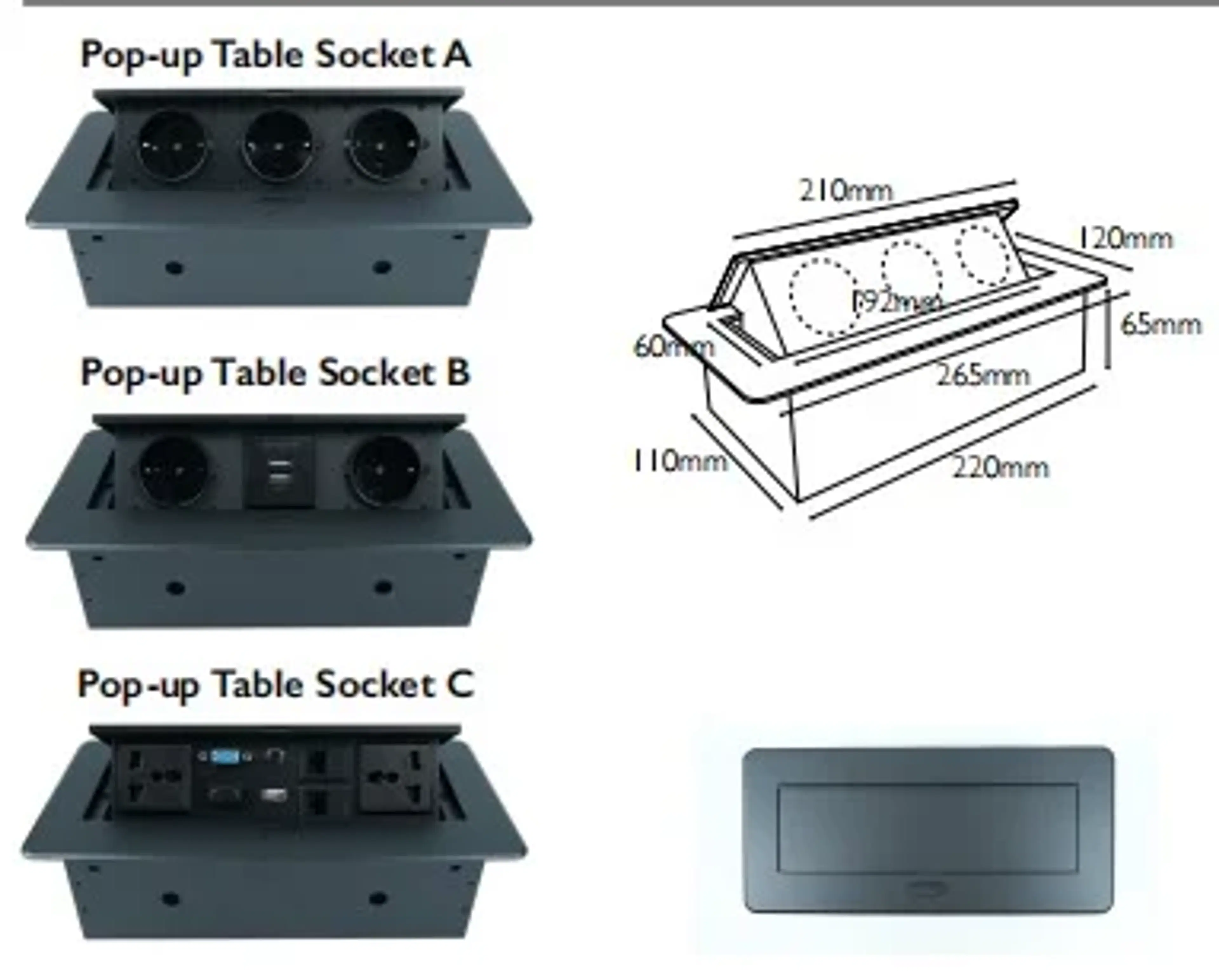 Pup up Table Socket