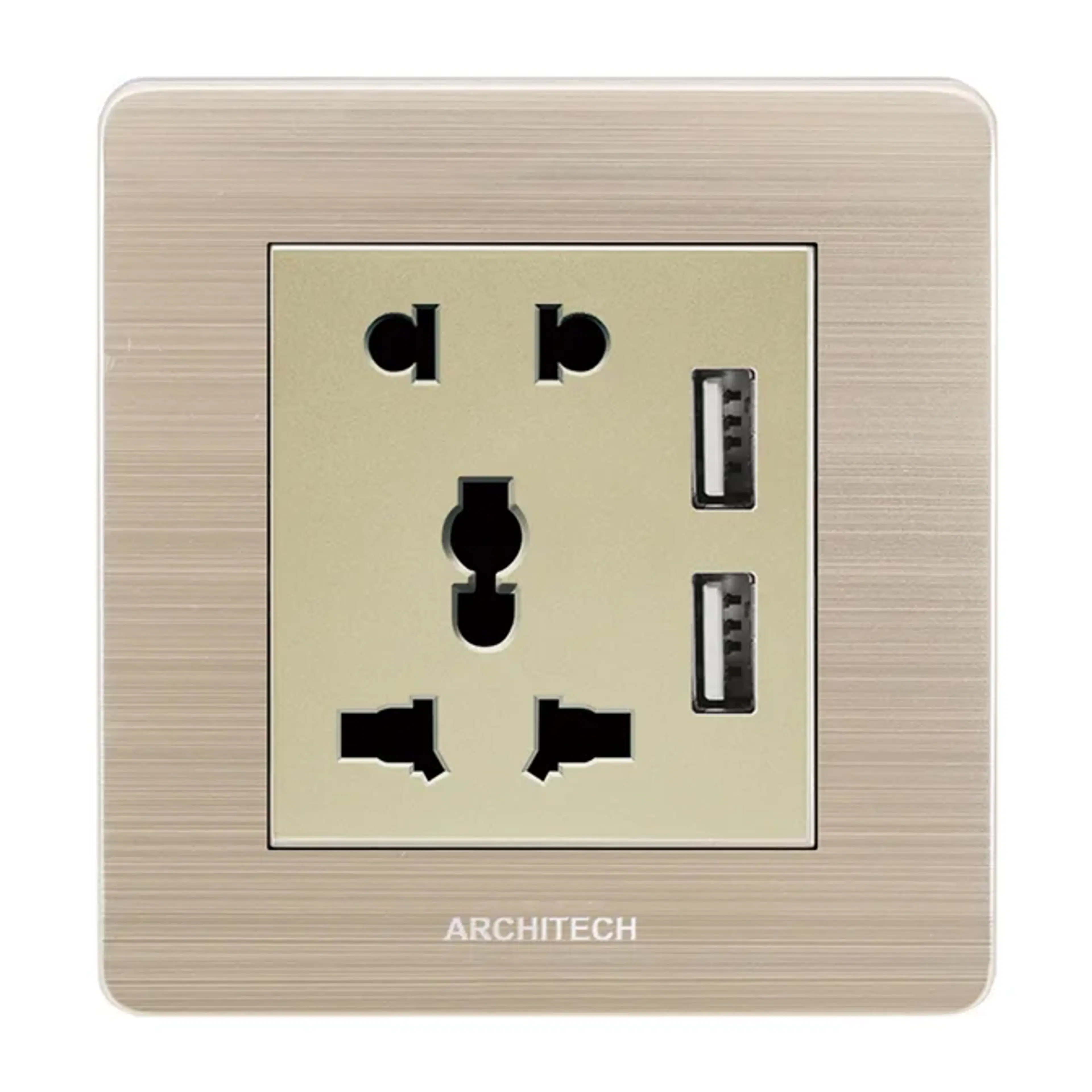 ARCHITECH B9 PLATINUM Stop Kontak Universal + USB Charger 3.4A 2 Gang - Image 3