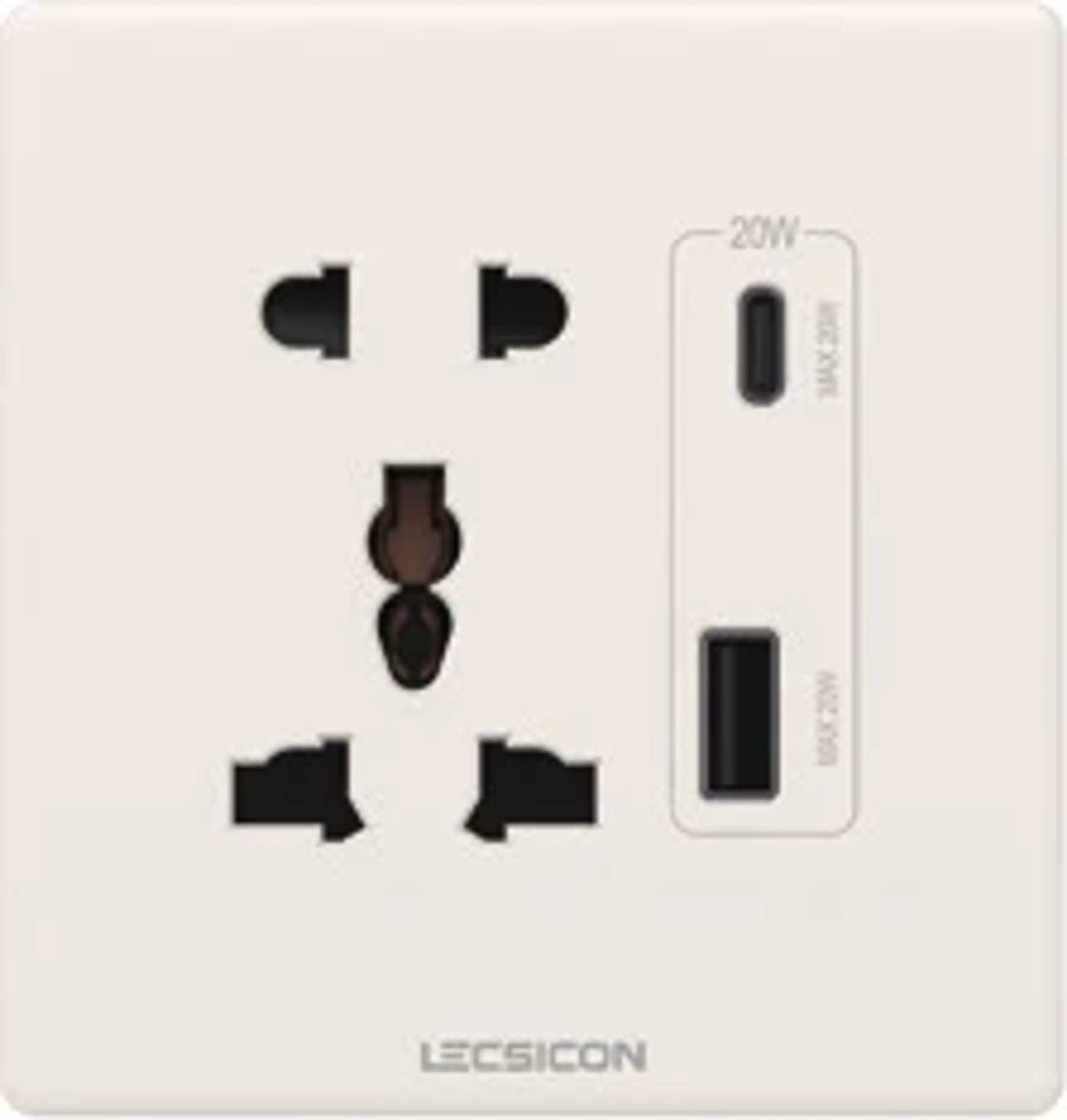 LECSICON Hexa Stop Kontak Universal + USB Charger A+C 20W - Image 2