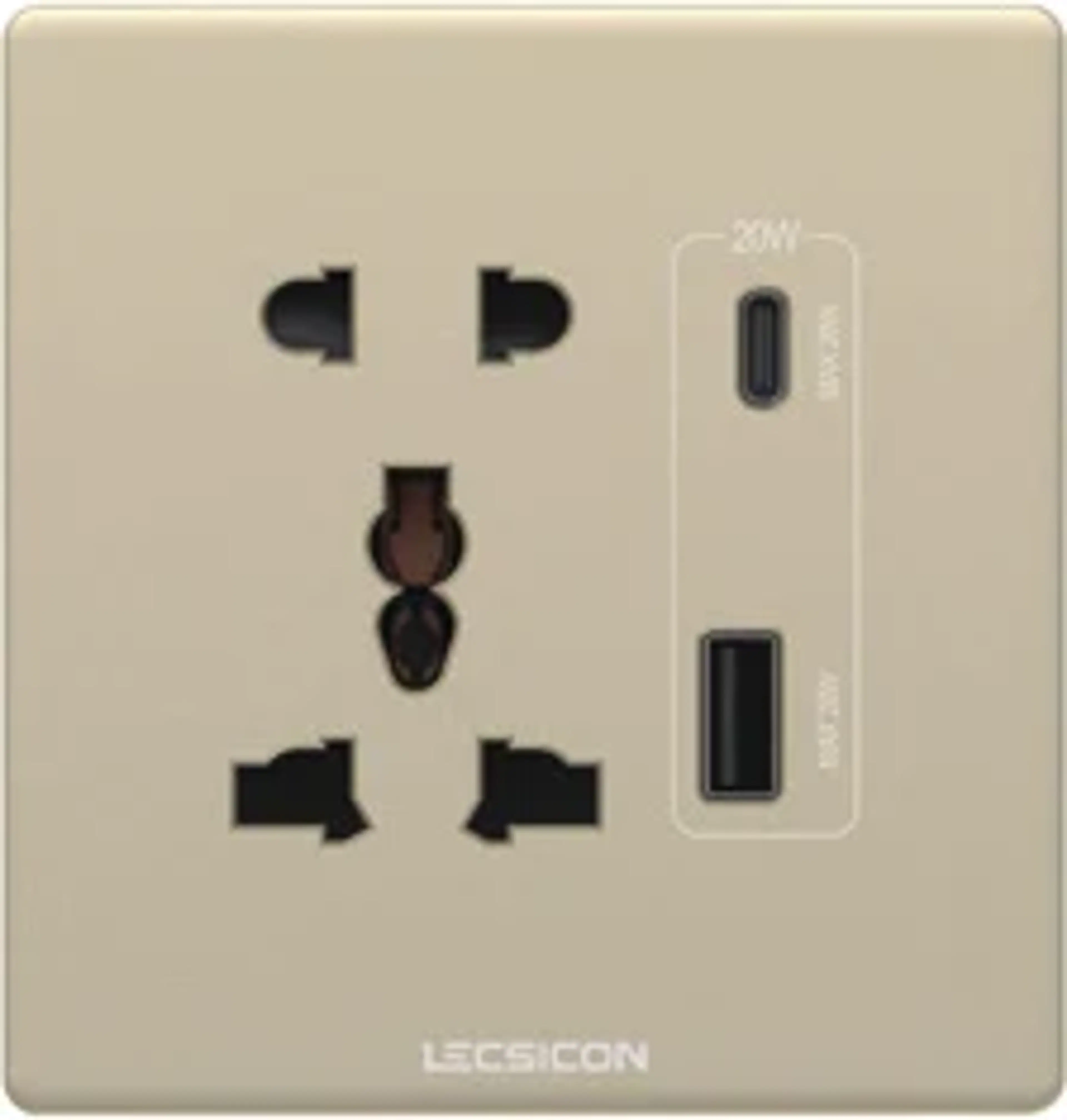 LECSICON Hexa Stop Kontak Universal + USB Charger A+C 20W - Image 3