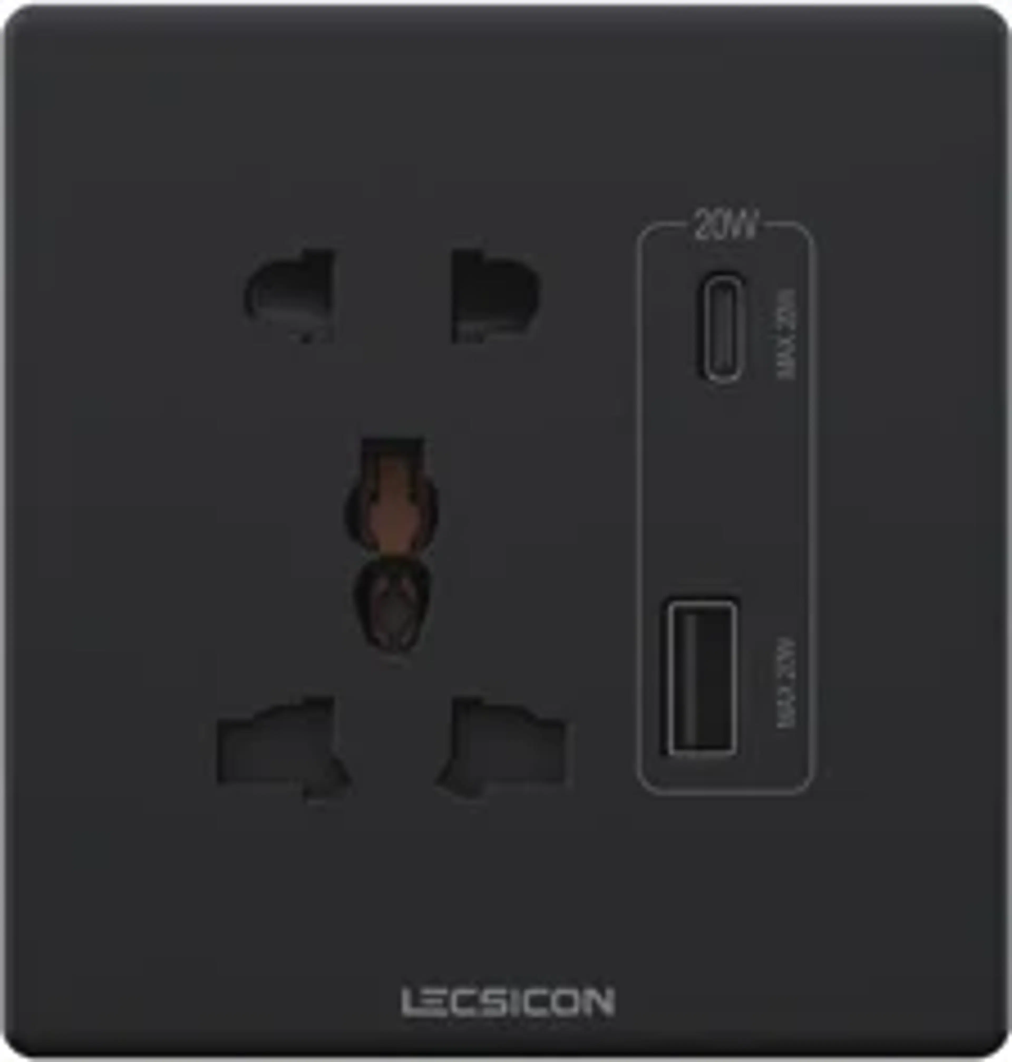 LECSICON Hexa Stop Kontak Universal + USB Charger A+C 20W - Image 4